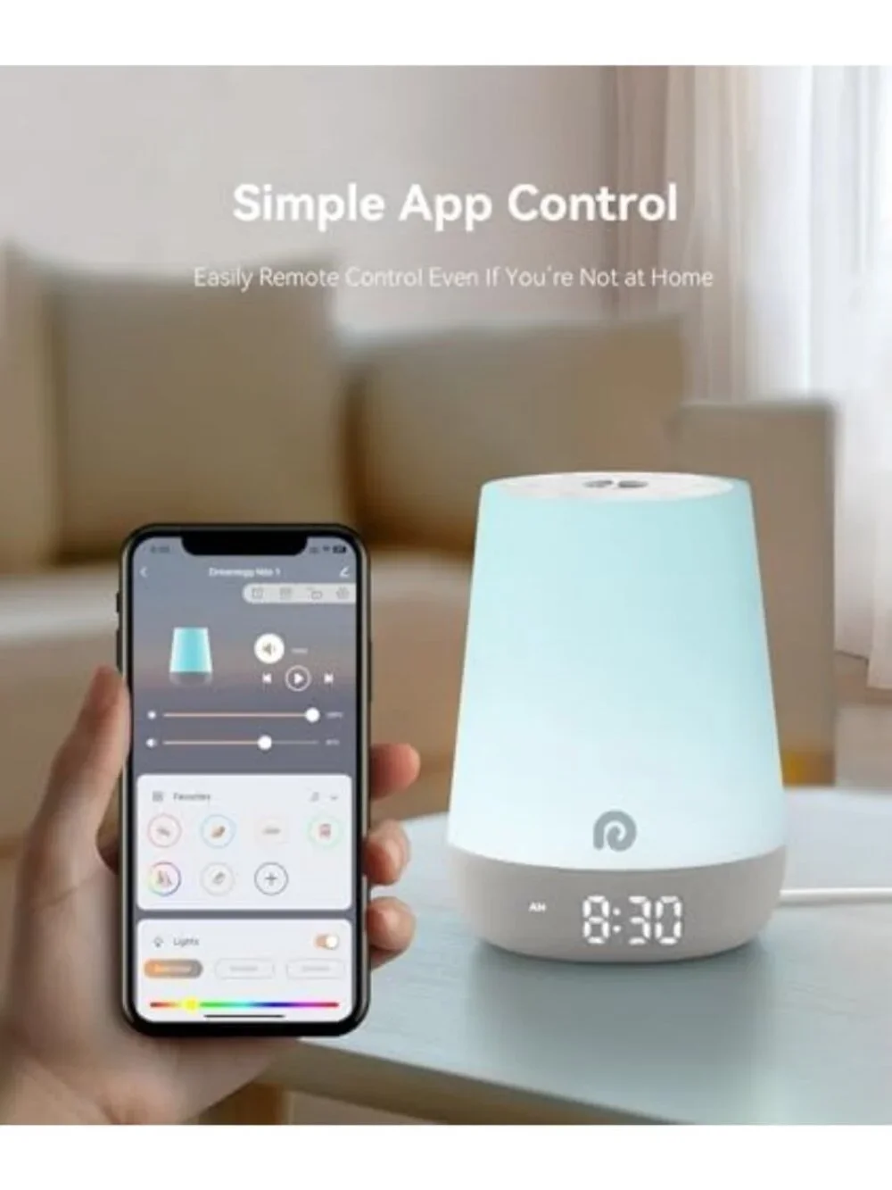 Soothing White Noise Sound Machine with Night Light & Alarm Clock for Kids